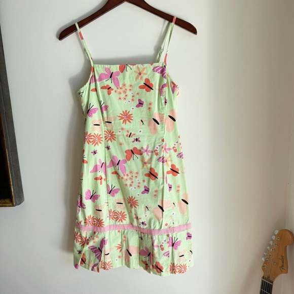 Vintage Lilly Pulitzer Bonjour Butterfly Floral Pleated Mini Dress Size 4 - Picture 2 of 10
